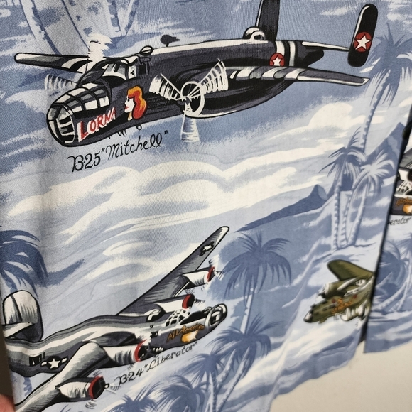 KALAHEO Airplane Fighter Bomber Hawaiian Shirt Short Sleeve Button Down Size 2XL - Picture 11 of 16